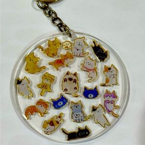 Cute cats round 2.5 inch acrylic keychain